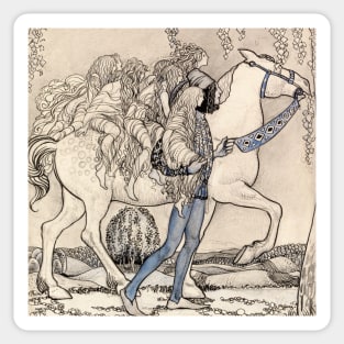 The Horse He Led at the Bit by John Bauer Sticker